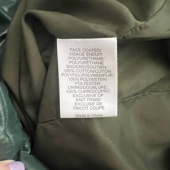 Tory Burch Green Patent Quilted Mid-Length Coat Jacket Size US 12 - Picture 12 of 12